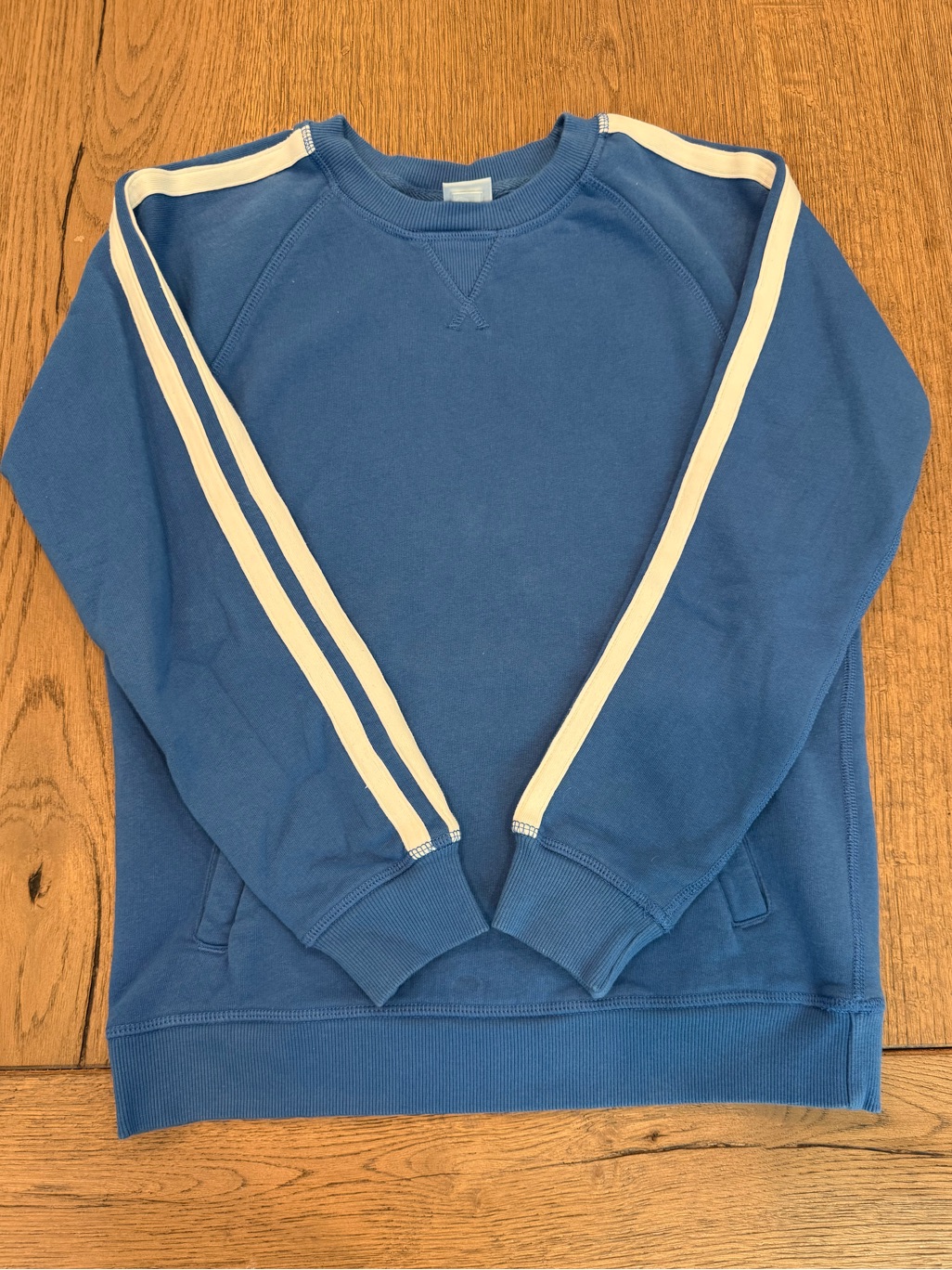 Hanna Andersson Blue Athletic Stripe Crewneck Sweatshirt Size 12 (150 Cm)